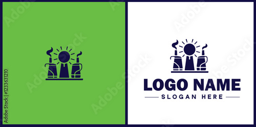 Manufacturing Company icon Industrial company Manufacturing firm Production company flat logo sign symbol editable vector