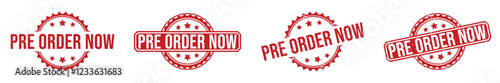 PRE ORDER NOW rubber stamp vector illustration on white background