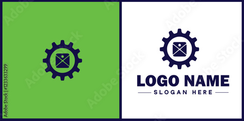 Manufacturing Company icon Industrial company Manufacturing firm Production company flat logo sign symbol editable vector