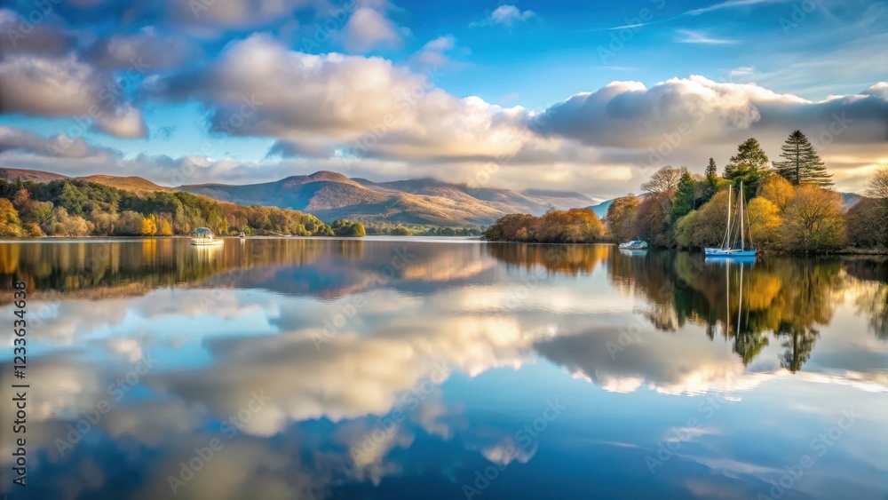 Obraz premium Serene reflection on Lake Windermere , serene, water, serene