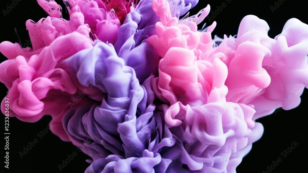 Fototapeta premium Vibrant and flowing abstract design featuring pink and purple colors, creating an elegant and modern artistic expression against a dark background