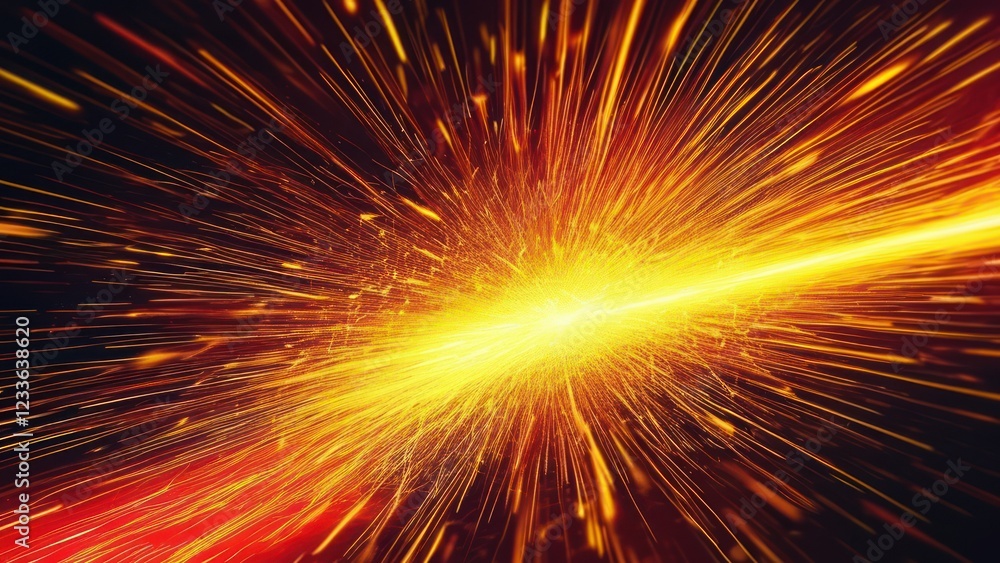 Obraz premium Vivid abstract depiction of energy burst with dynamic lines illustrating motion and intensity, suitable for technology and science themes