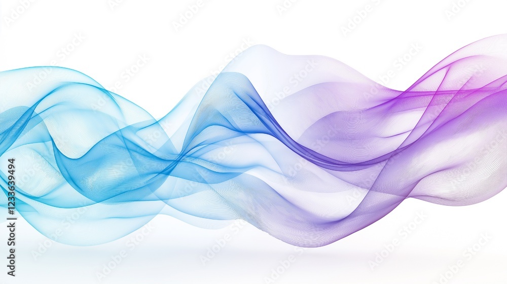 Isolated on a white background are abstract wavy lines in blue and purple that allude to contemporary technology or design. Isolated on a white background are abstract wavy lines in blue and purple that allude to contemporary technology or design.