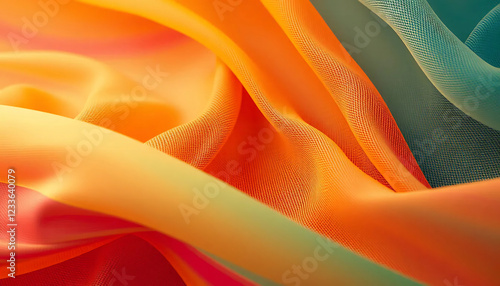 Abstract close-up of flowing colorful fabric photo