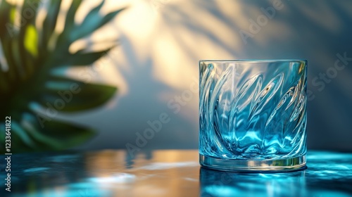Blue Glass  Tumbler  Drinkware  Tabletop  Still Life  Summer  Refreshing  Crystal   Textur