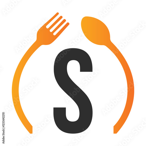 Initial Letter S Restaurant Logo Design Concept With Spoon and Fork Symbol Vector Template