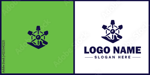 Manufacturing Company icon Industrial company Manufacturing firm Production company flat logo sign symbol editable vector