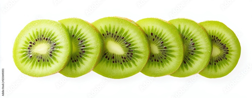 Fototapeta premium Sliced kiwifruit on a white background.