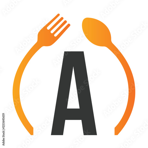 Initial Letter A Restaurant Logo Design Concept With Spoon and Fork Symbol Vector Template