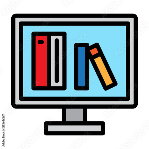 ELibrary Vector Filled Icon Design