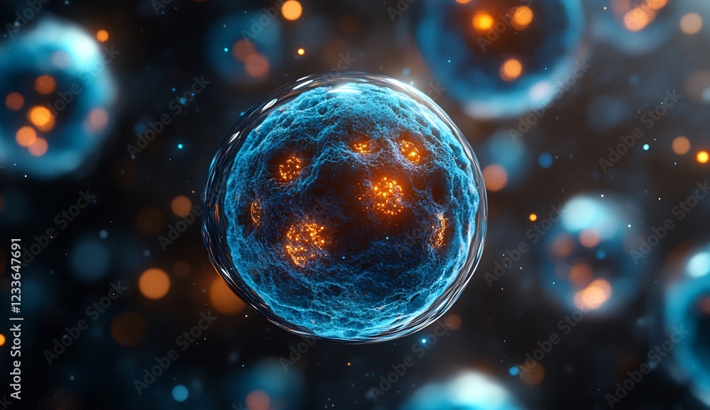 Fototapeta premium Microscopic Cell Structure: A 3D Render of Cellular Biology