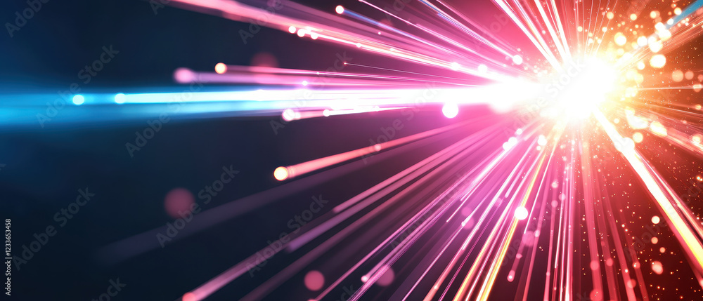 Fototapeta premium Shimmering light gradients create sleek digital effect, radiating vibrant colors and dynamic energy, perfect for backgrounds or abstract designs