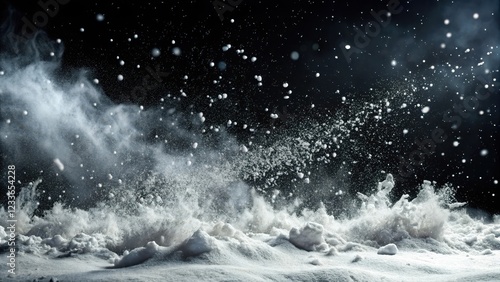 Wallpaper Mural Heavy snowfall with strong winds on black background Torontodigital.ca