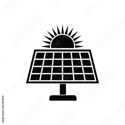 Solar panel energy with sunlight silhouette vector art illustration design template on a white background