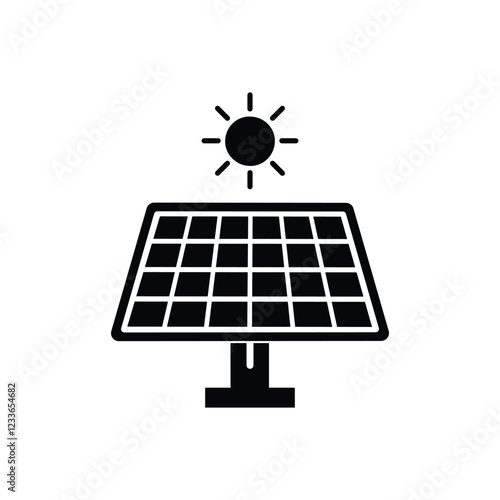 Solar panel energy with sunlight silhouette vector art illustration design template on a white background