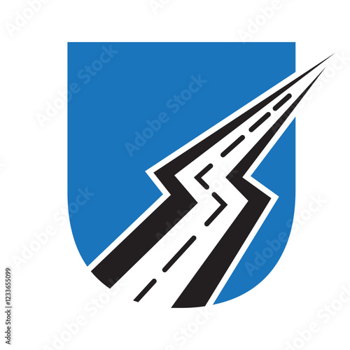 Initial Road Logo Design On Letter U For Transportation and freight Symbol Vector