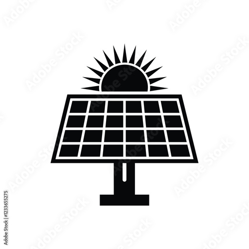 Solar panel energy with sunlight silhouette vector art illustration design template on a white background