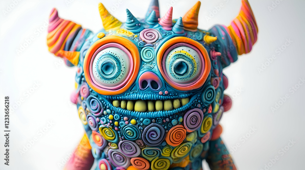 Obraz premium Whimsical Clay Sculpture - Colorful Monster Art