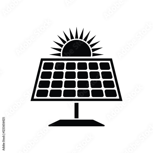 Solar panel energy with sunlight silhouette vector art illustration design template on a white background	