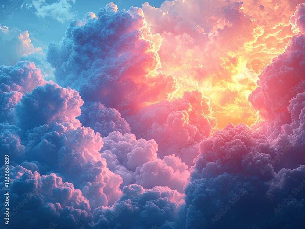 Fototapeta premium A vibrant sky filled with colorful clouds at sunset.