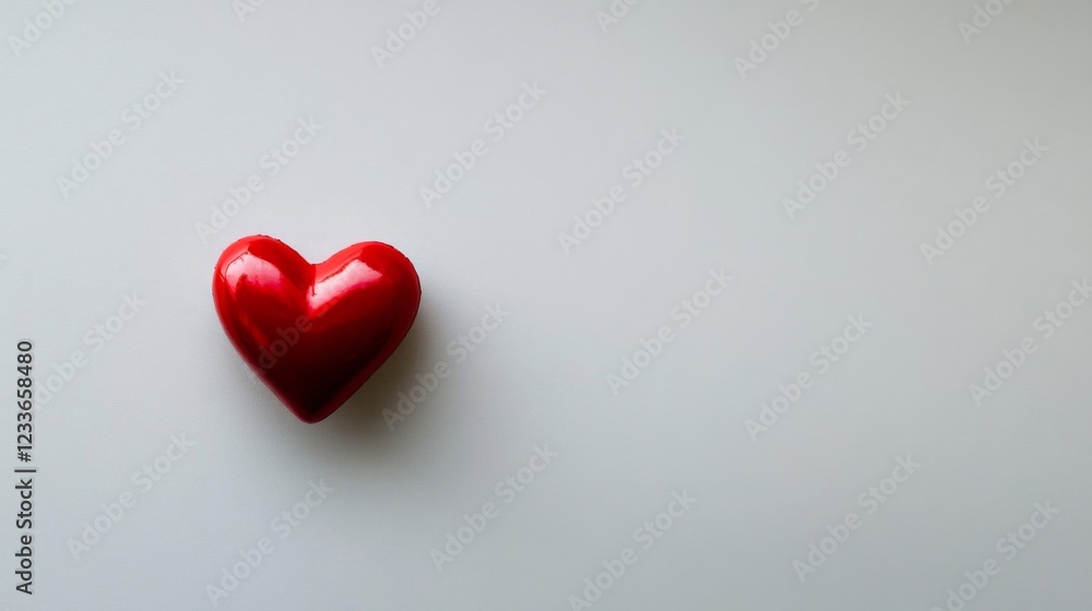 A single red heart on a white background A single red heart on a white background