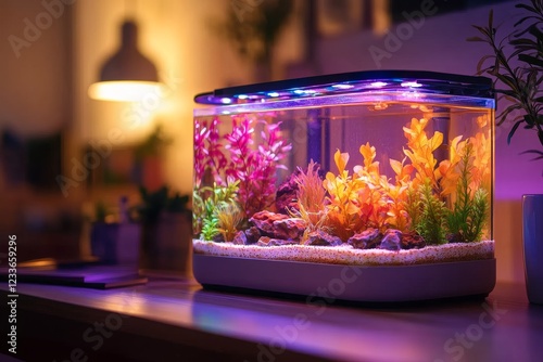Tranquil Mini Desktop Aquarium with Illuminated Lights Adds Serenity and Charm to Any Space