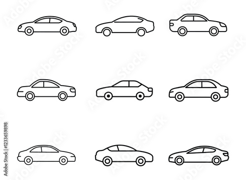 Obraz na plátně Car line art icon set