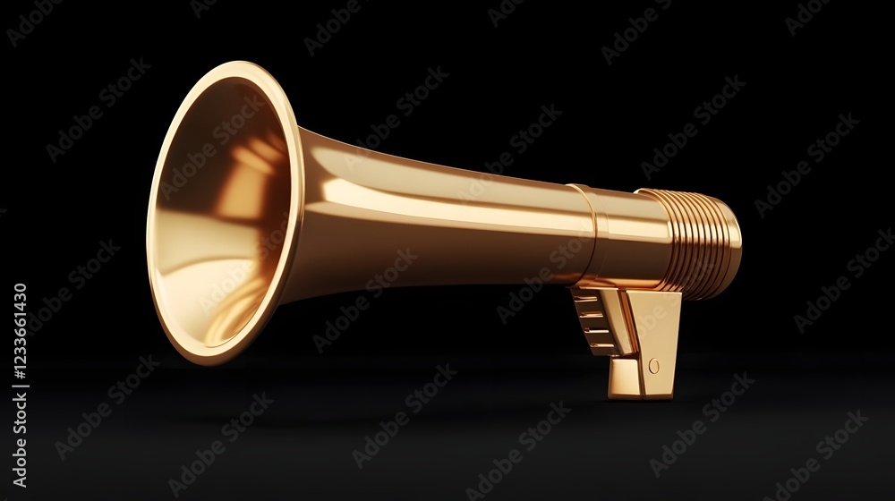 Isolated Metallic Megaphone Icon for Digital Marketing and Corporate Branding 3D Isolated Metallic Megaphone Icon for Digital Marketing and Corporate Branding 3D