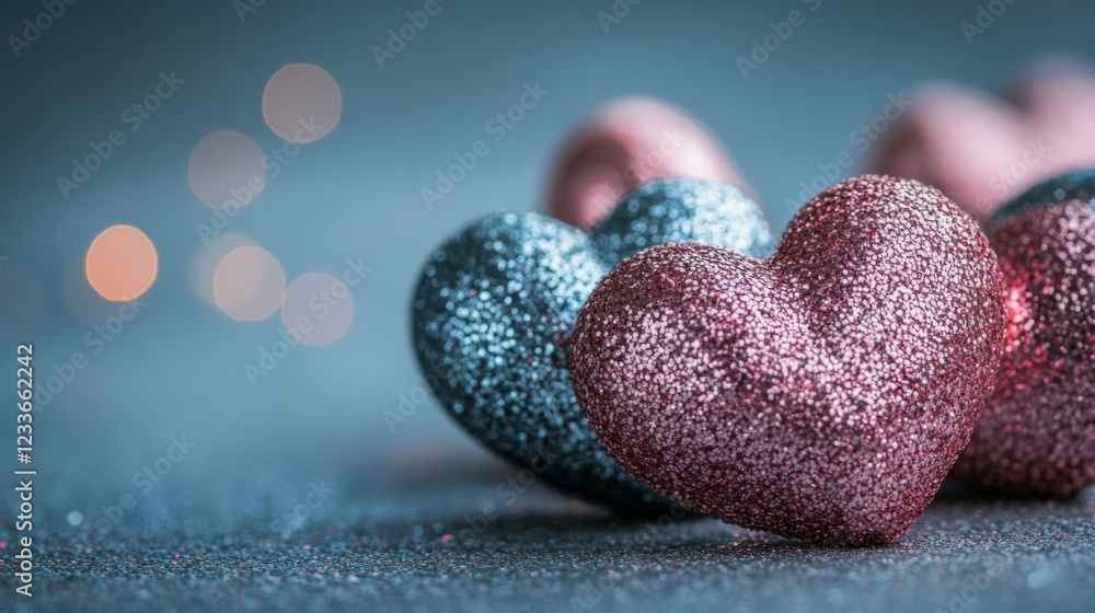 Obraz premium Sparkling Glitter Hearts Romantic Valentine Decor