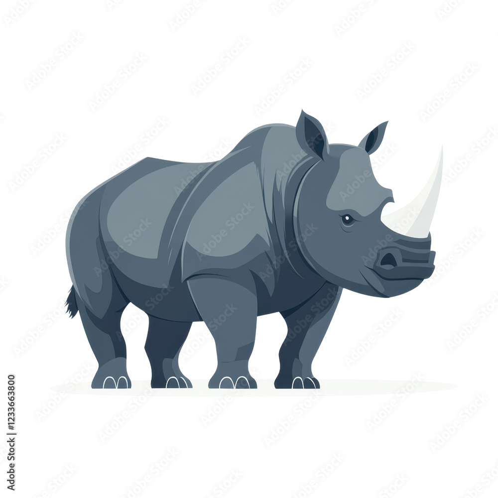 Stylized Rhino Illustration in Modern Flat Design Style Stylized Rhino Illustration in Modern Flat Design Style