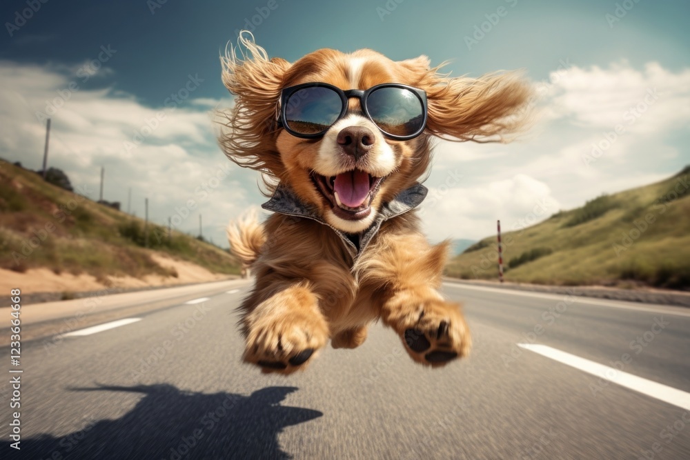 Obraz premium Road dog sunglasses portrait.