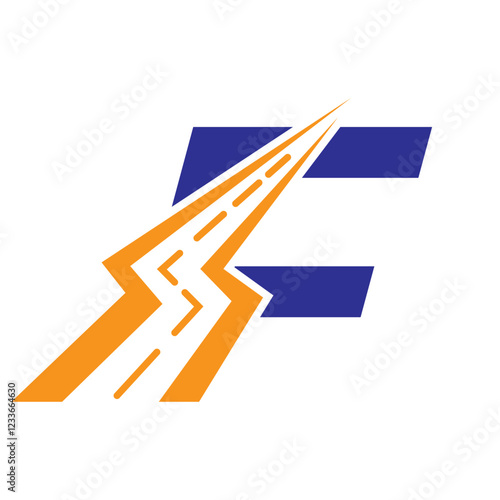 Initial Road Logo Design On Letter F For Transportation and freight Symbol Vector