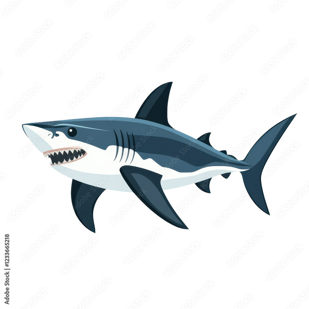 Cartoon Illustration of a Great White Shark Swimming in Ocean Cartoon Illustration of a Great White Shark Swimming in Ocean