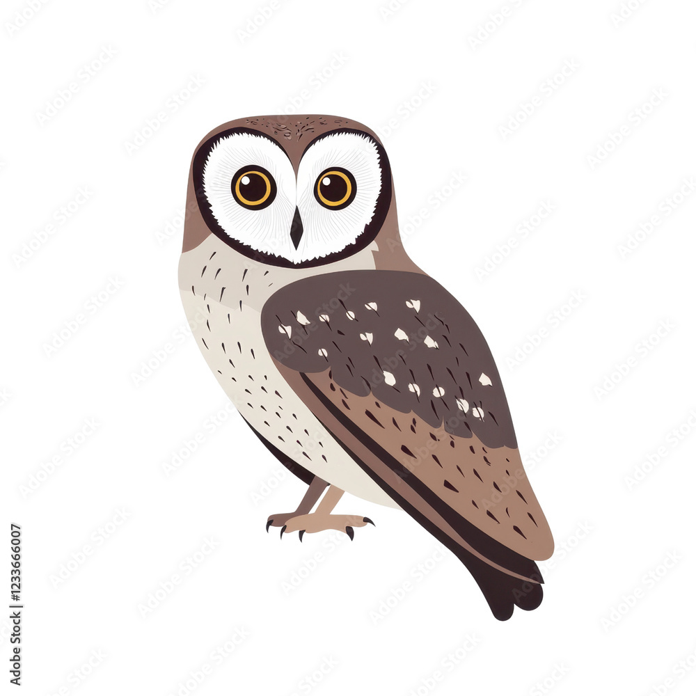 Obraz premium Detailed Illustration of a Cute Stylized Owl with Big Eyes