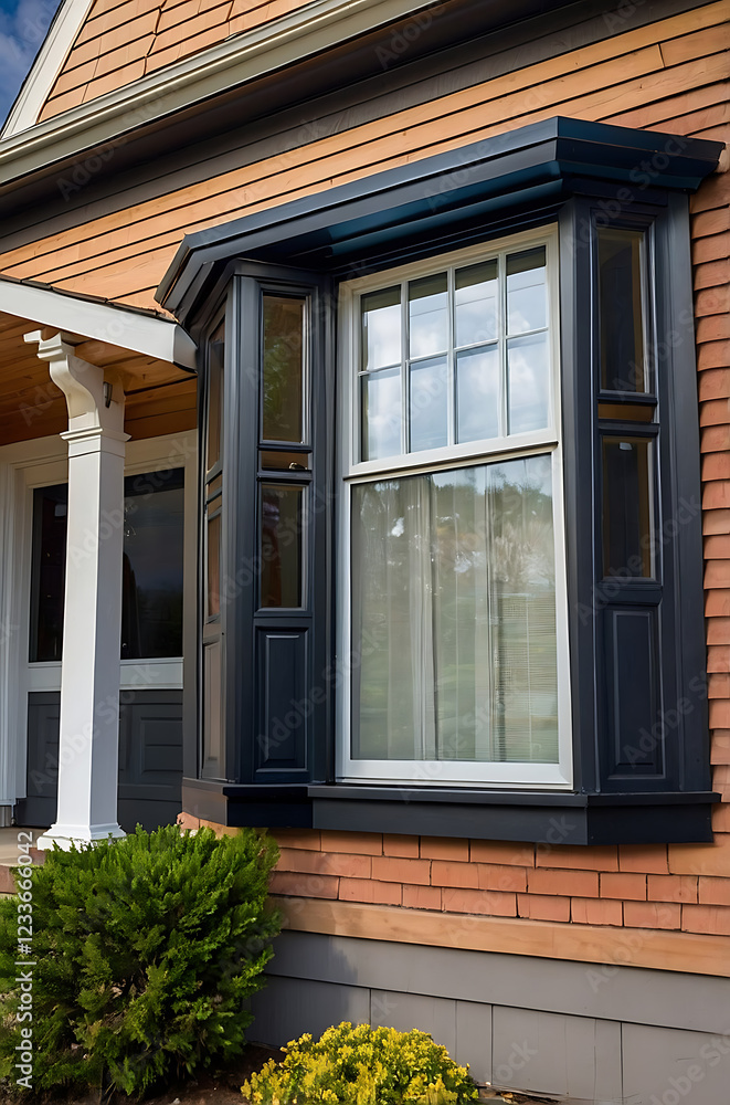 Classic Bay Window in a Renovated Brick House: Architectural Details and Home Exterior Design Classic Bay Window in a Renovated Brick House: Architectural Details and Home Exterior Design