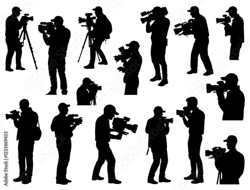 CAMERAMAN SILHOUETTE ON WHITE BACKGROUND