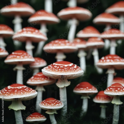 Red Mushrooms  Autumn Forest  Toadstools  Fungi  Nature  Closeup  Macro  Mycology  Woodlan photo