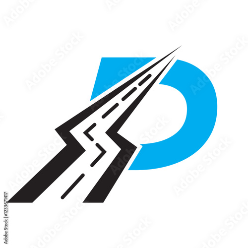 Initial Road Logo Design On Letter P For Transportation and freight Symbol Vector