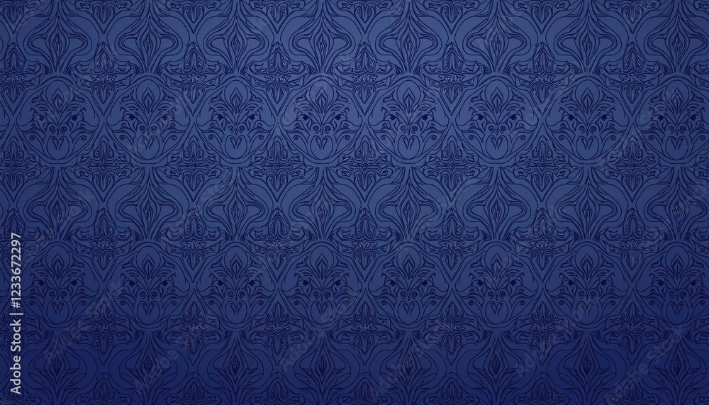 Stylish, Elegant, and Timeless Damask Patterned Wallpaper Illustration on a Blue Background Perfect for Presentations or Marketing Materials with a Classic Touch Stylish, Elegant, and Timeless Damask Patterned Wallpaper Illustration on a Blue Background Perfect for Presentations or Marketing Materials with a Classic Touch
