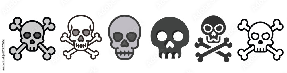 Skull icon set. Skull with bones symbol. Vector EPS 10 Skull icon set. Skull with bones symbol. Vector EPS 10