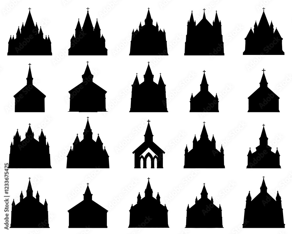 Fototapeta premium CHURCH SILHOUETTE ON WHITE BACKGROUND