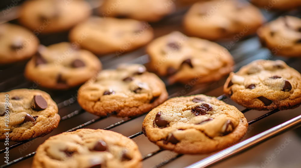 A rack of chocolate chip cookies A rack of chocolate chip cookies