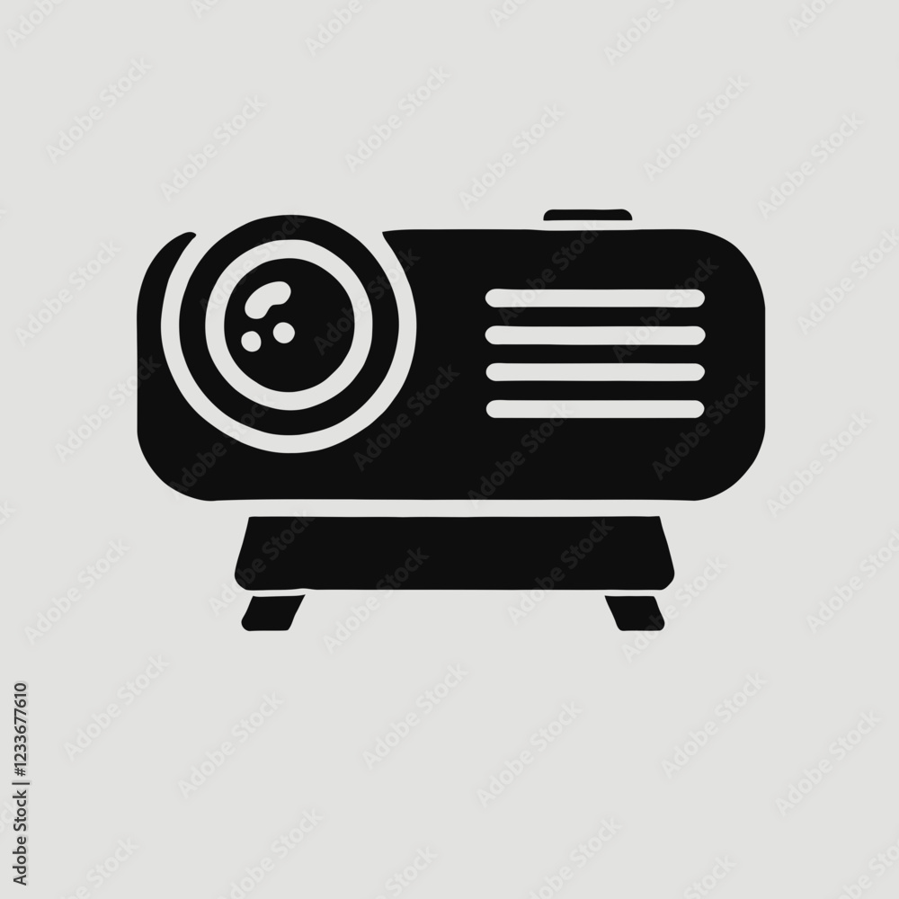 Projector silhouette in black on a white background Projector silhouette in black on a white background