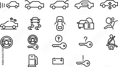  Vehicle Dashboard Warning and Safety Icon Set