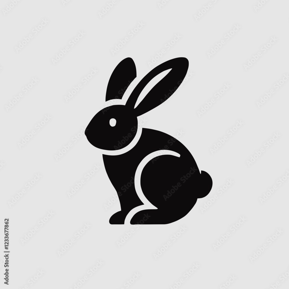 Fototapeta premium Rabbit Silhouette in black on a white background