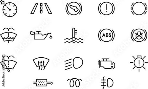 Car Dashboard Indicator and Warning Icon Set