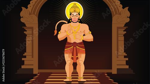 Lord Hanuman in Divine Temple