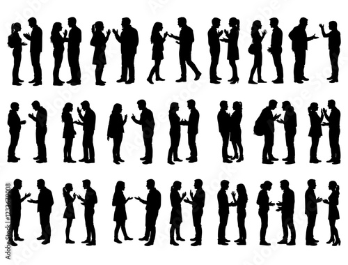 COUPLE ARGUING SILHOUETTE ON WHITE BACKGROUND