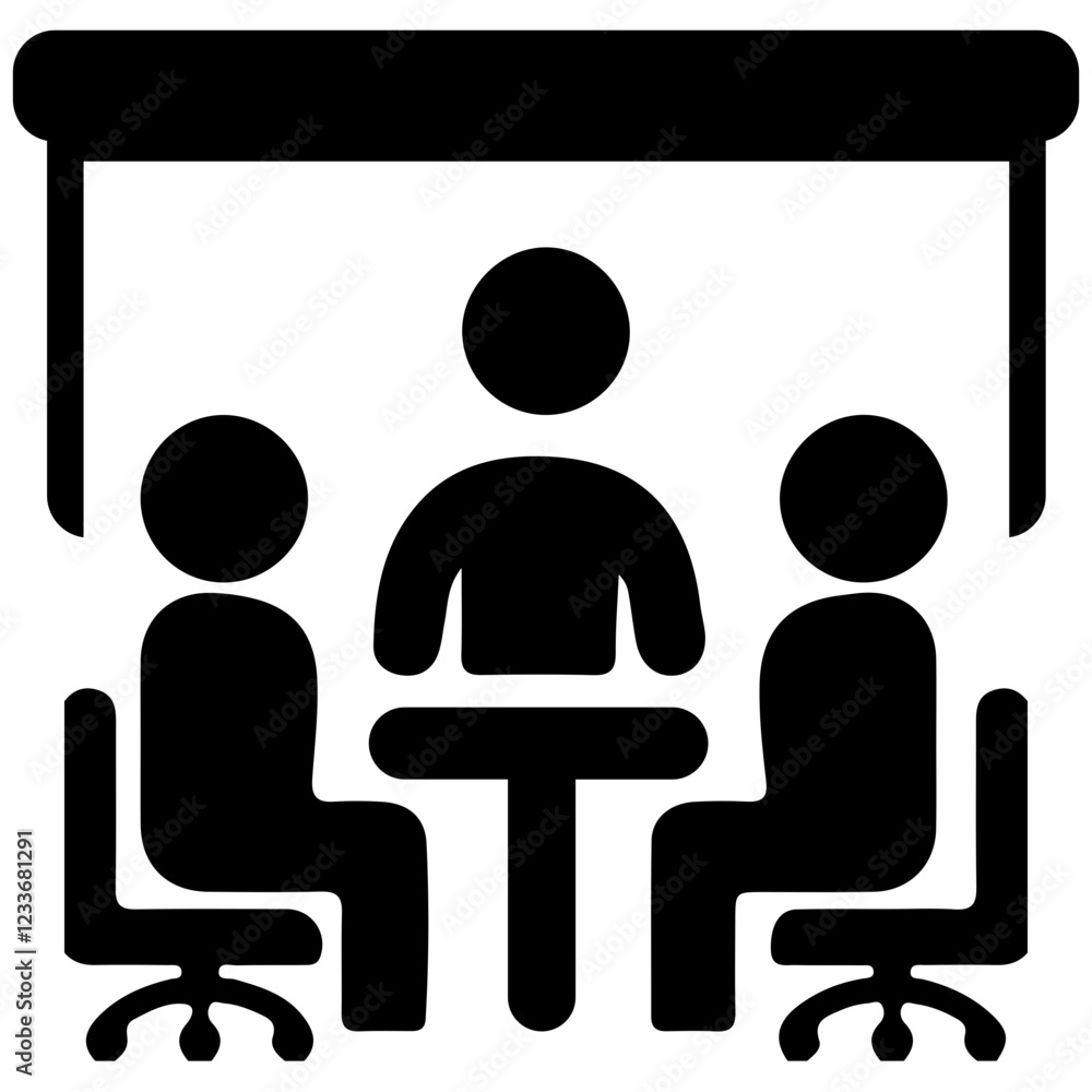 Online Meeting Line Icon