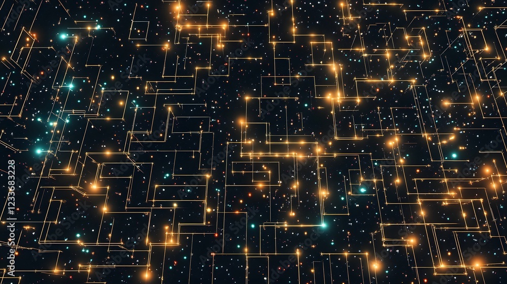 Obraz premium Abstract Digital Background with Bright Lines and Glowing Particles